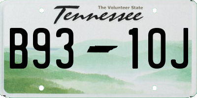 TN license plate B9310J