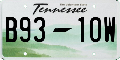 TN license plate B9310W