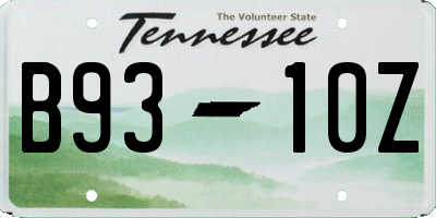 TN license plate B9310Z