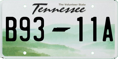TN license plate B9311A