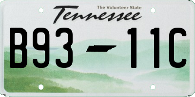 TN license plate B9311C