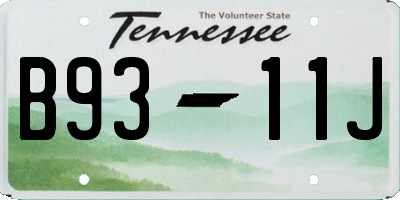 TN license plate B9311J