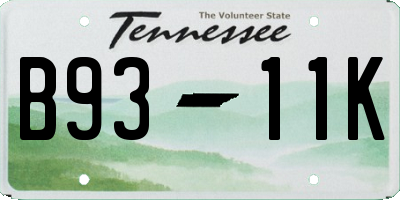 TN license plate B9311K