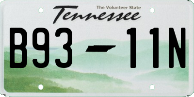TN license plate B9311N