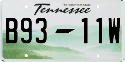 TN license plate B9311W