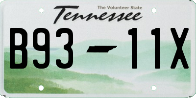 TN license plate B9311X
