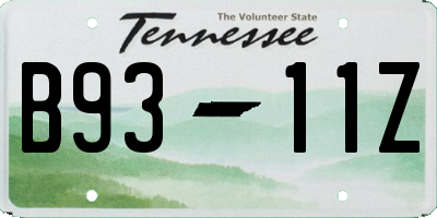 TN license plate B9311Z