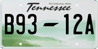 TN license plate B9312A