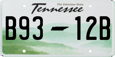 TN license plate B9312B