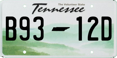 TN license plate B9312D