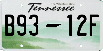 TN license plate B9312F