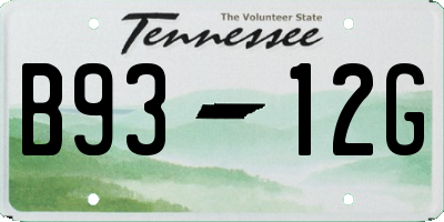 TN license plate B9312G