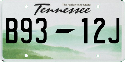 TN license plate B9312J