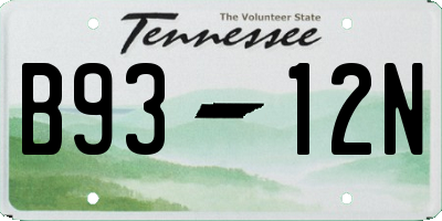 TN license plate B9312N