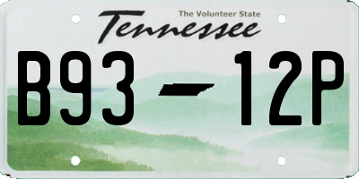 TN license plate B9312P