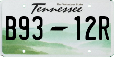TN license plate B9312R