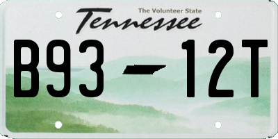 TN license plate B9312T