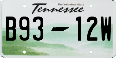 TN license plate B9312W