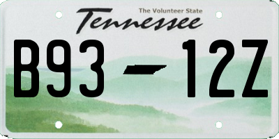 TN license plate B9312Z
