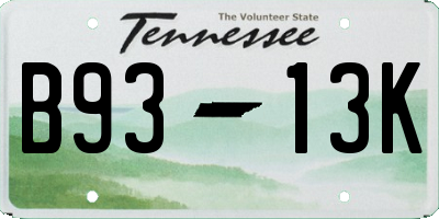 TN license plate B9313K