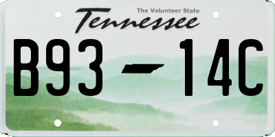 TN license plate B9314C