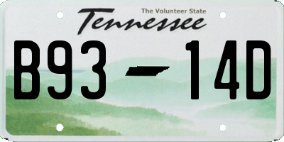 TN license plate B9314D