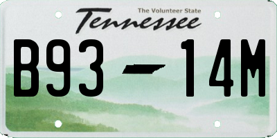 TN license plate B9314M