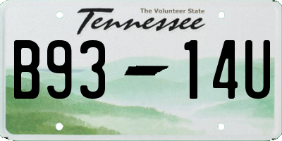 TN license plate B9314U