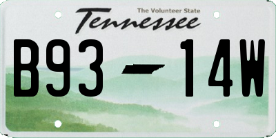 TN license plate B9314W