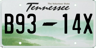 TN license plate B9314X