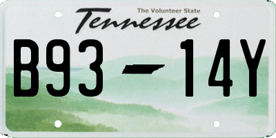 TN license plate B9314Y