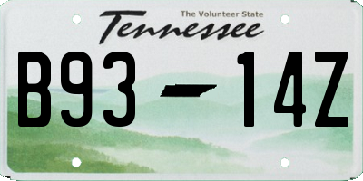 TN license plate B9314Z