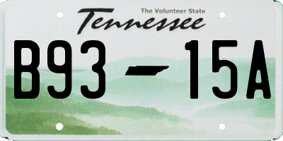 TN license plate B9315A