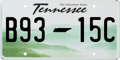 TN license plate B9315C