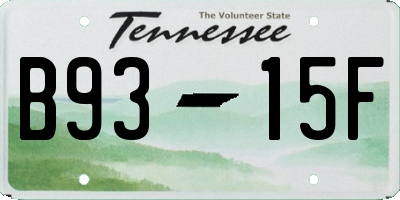 TN license plate B9315F
