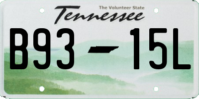 TN license plate B9315L