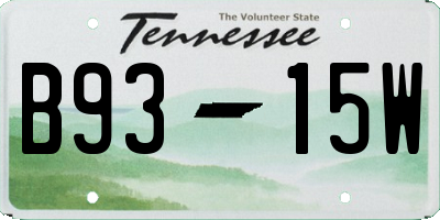 TN license plate B9315W