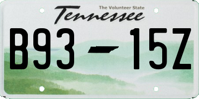 TN license plate B9315Z