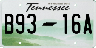 TN license plate B9316A