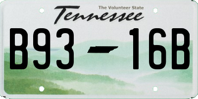 TN license plate B9316B