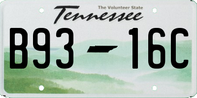 TN license plate B9316C