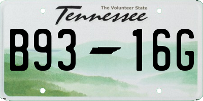 TN license plate B9316G