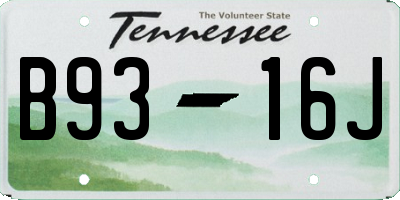 TN license plate B9316J
