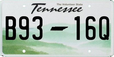 TN license plate B9316Q