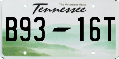 TN license plate B9316T