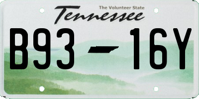 TN license plate B9316Y