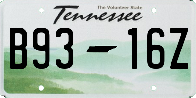 TN license plate B9316Z