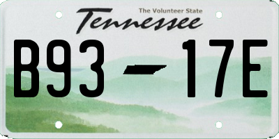 TN license plate B9317E