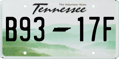 TN license plate B9317F