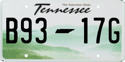 TN license plate B9317G